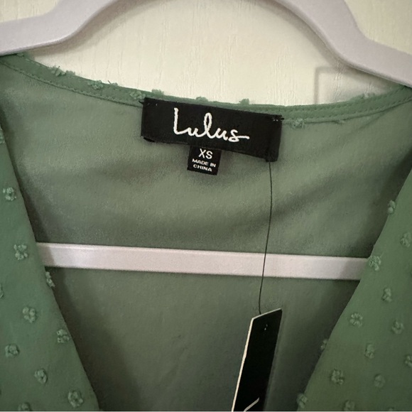 Lulu’s Next to You Sage Green Swiss Dot Ruffled Midi Dress XS NWT - Picture 4 of 10